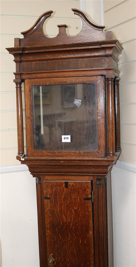 A late George III oak thirty hour longcase clock, by Thomas Haden of Dudley W.52cm